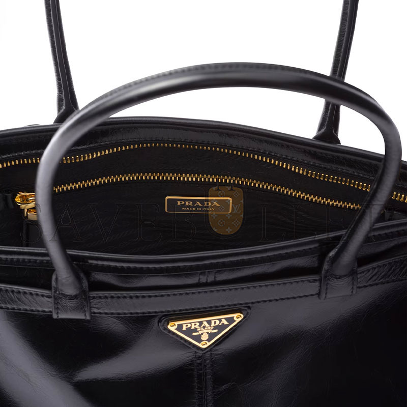 Pra*a bonnie large leather handbag 1ba433 (38*24*12cm)